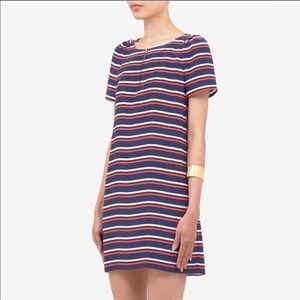 J. Crew Sz 2 Navy Blue Striped Dress